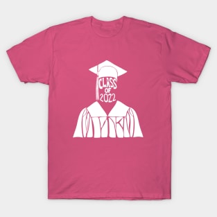 Class of 2022 Graduation Cap and Gown in White T-Shirt